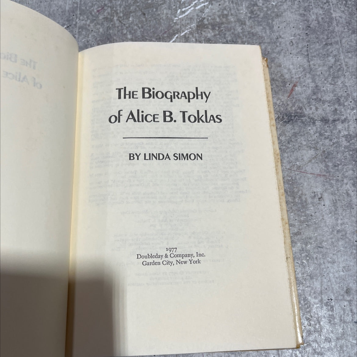 the biography of alice b. toklas book, by linda simon, 1977 Hardcover image 2