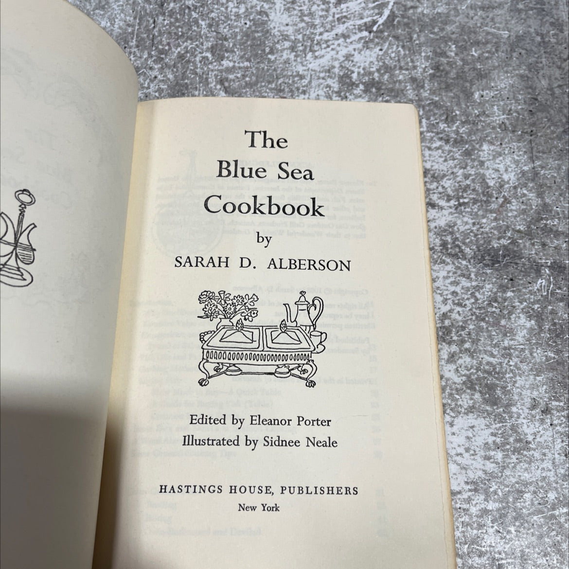 the blue sea cookbook book, by sarah d. alberson, 1968 Hardcover image 2