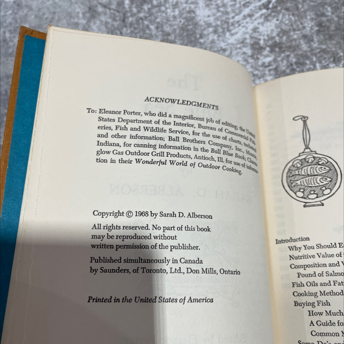 the blue sea cookbook book, by sarah d. alberson, 1968 Hardcover image 3