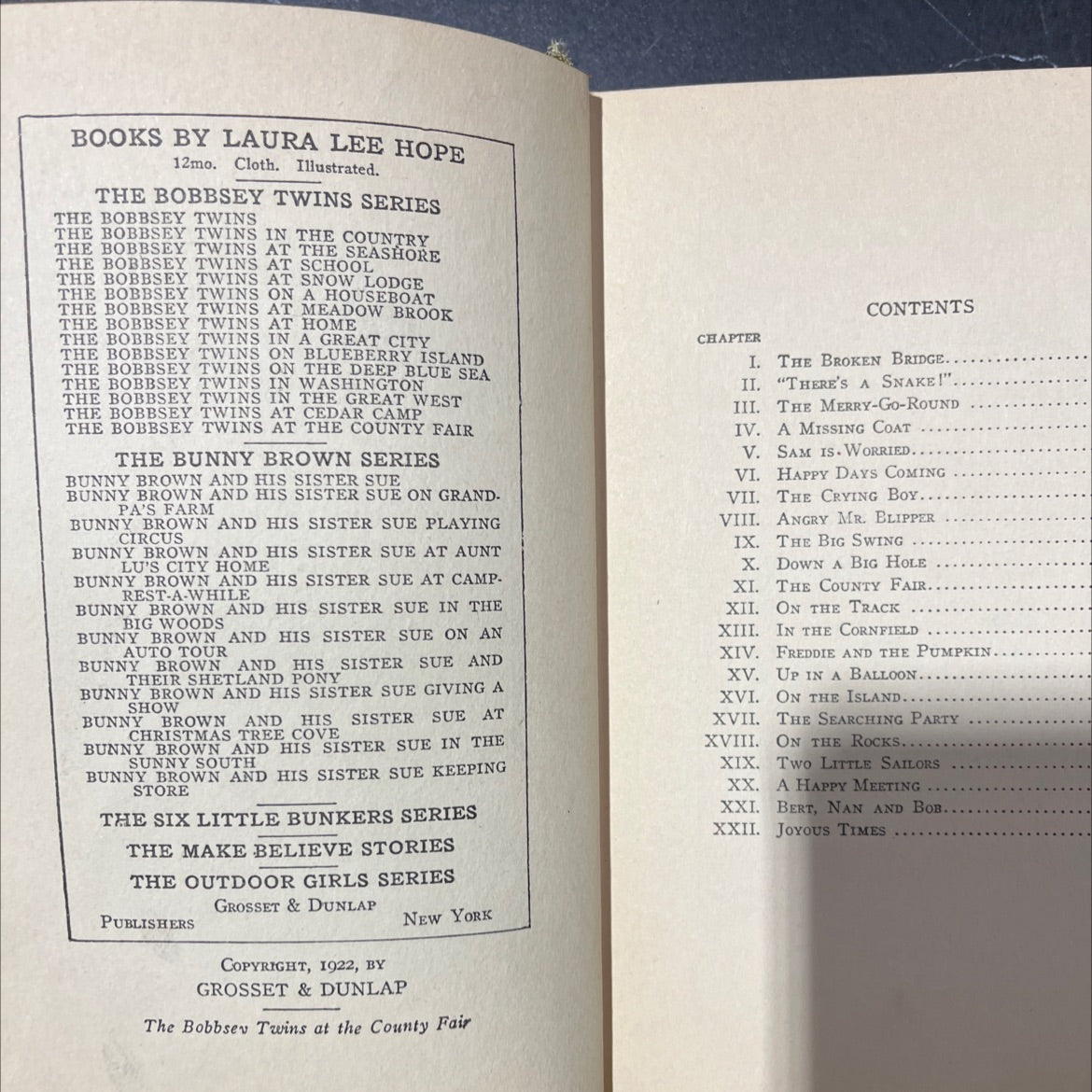 the bobbsey twins at the county fair book, by laura lee hope, 1922 Hardcover image 3