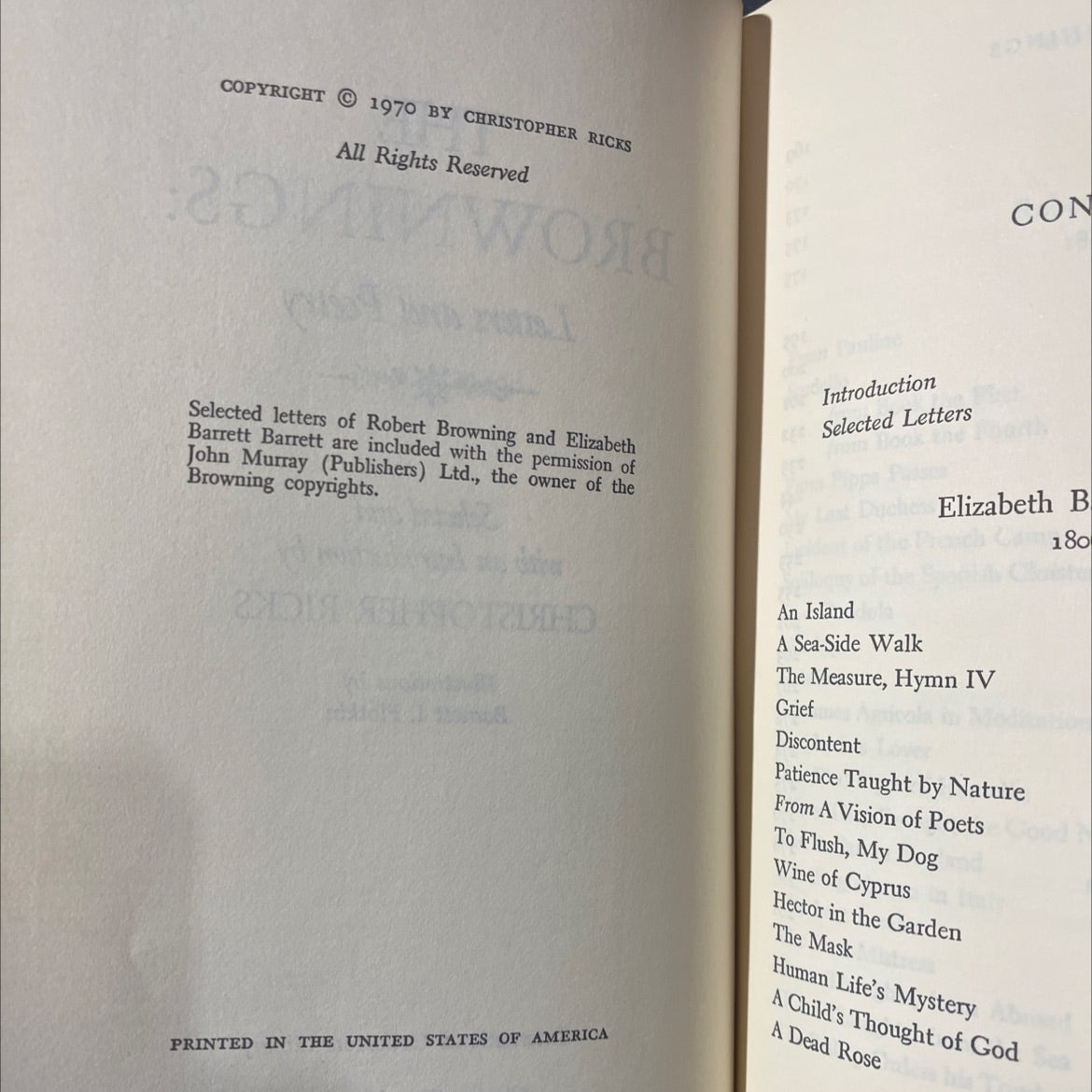 the bomir a brownings: letters and poetry book, by christopher ricks, 1970 Hardcover image 3