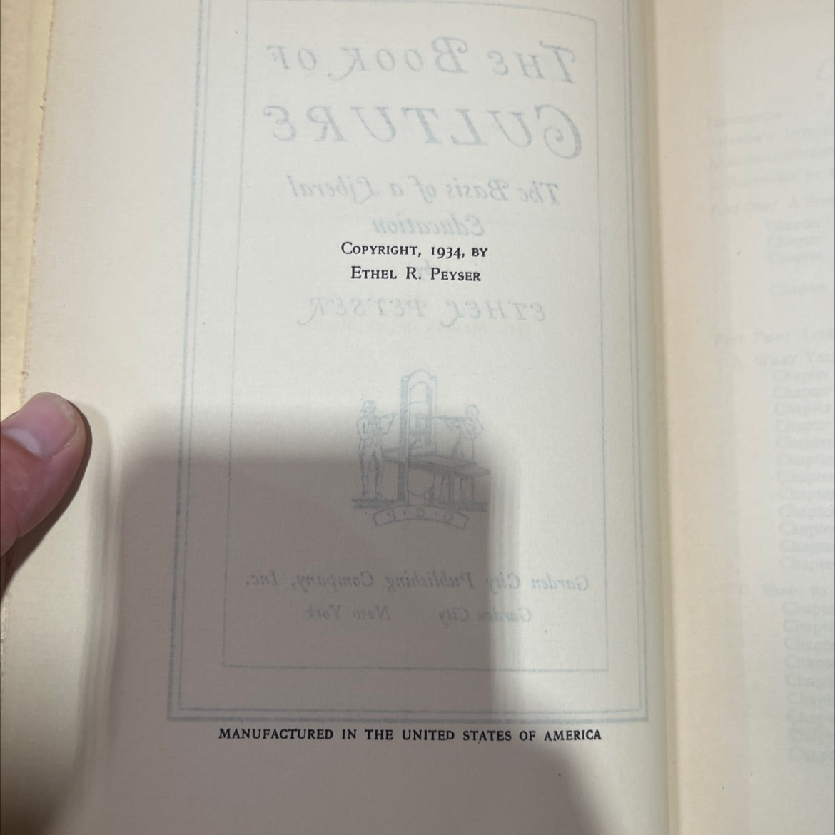 the book of culture the basis of a liberal education book, by ethel peyser, 1934 Hardcover image 3