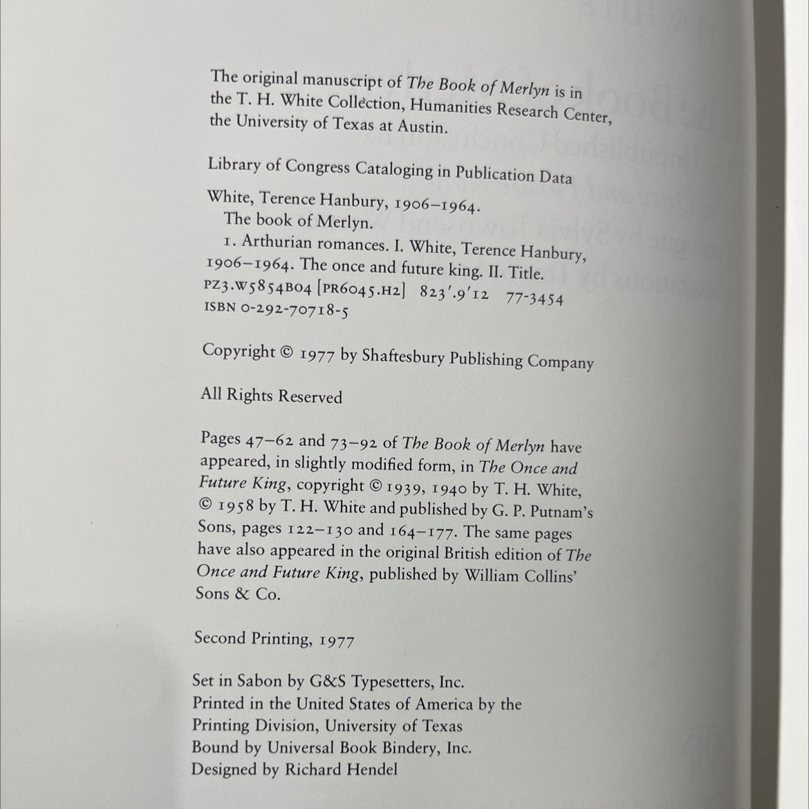 the book of merlyn the unpublished conclusion to the once and future king book, by T. H. White, 1977 Hardcover image 3