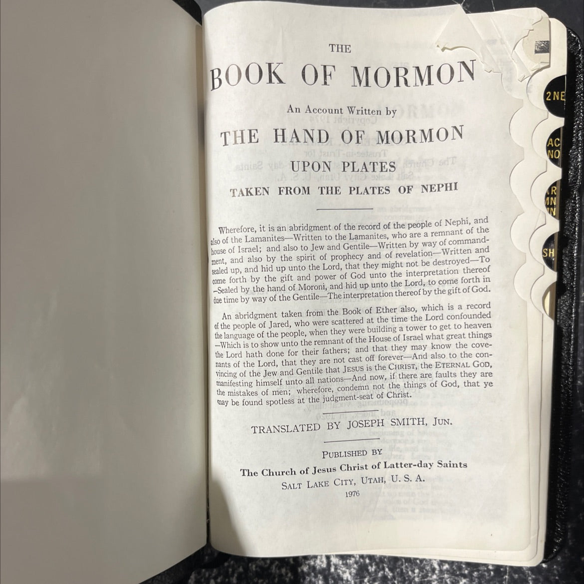 the book of mormon book, by joseph smith, 1976 Leather image 2
