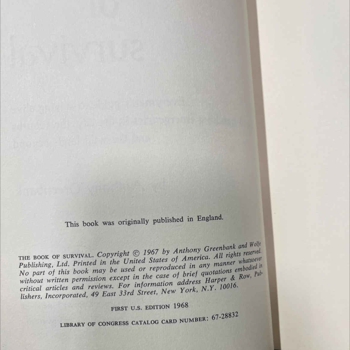 the book of survival book, by Anthony Greenbank, 1968 Hardcover image 3