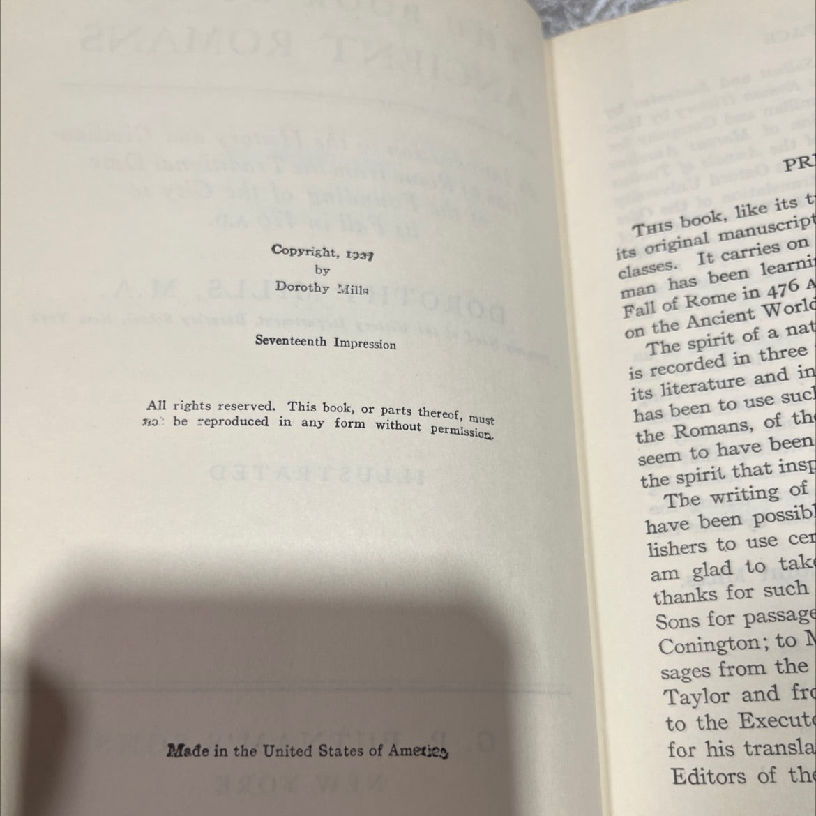 the book of the ancient romans book, by dorothy mills, 1937 Hardcover image 3