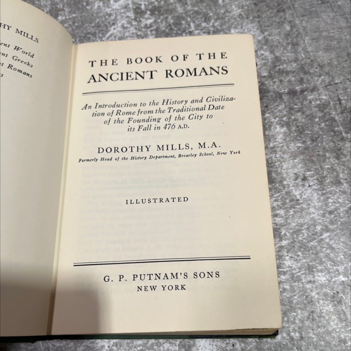 the book of the ancient romans book, by dorothy mills, 1937 Hardcover image 2