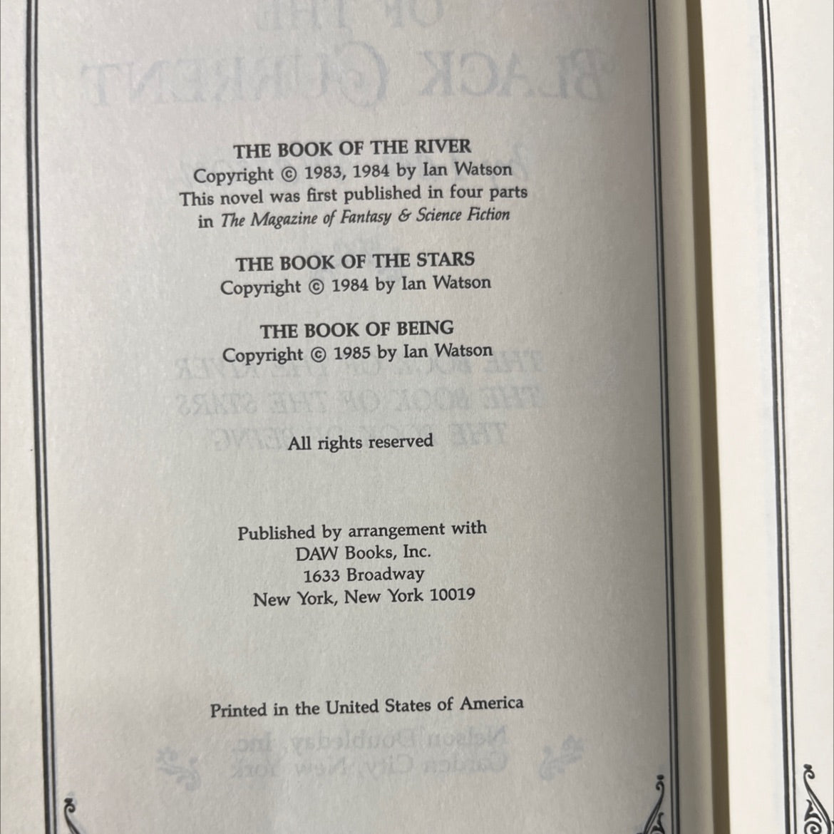 the books of the black gurrent book, by ian watson, 1985 Hardcover image 3