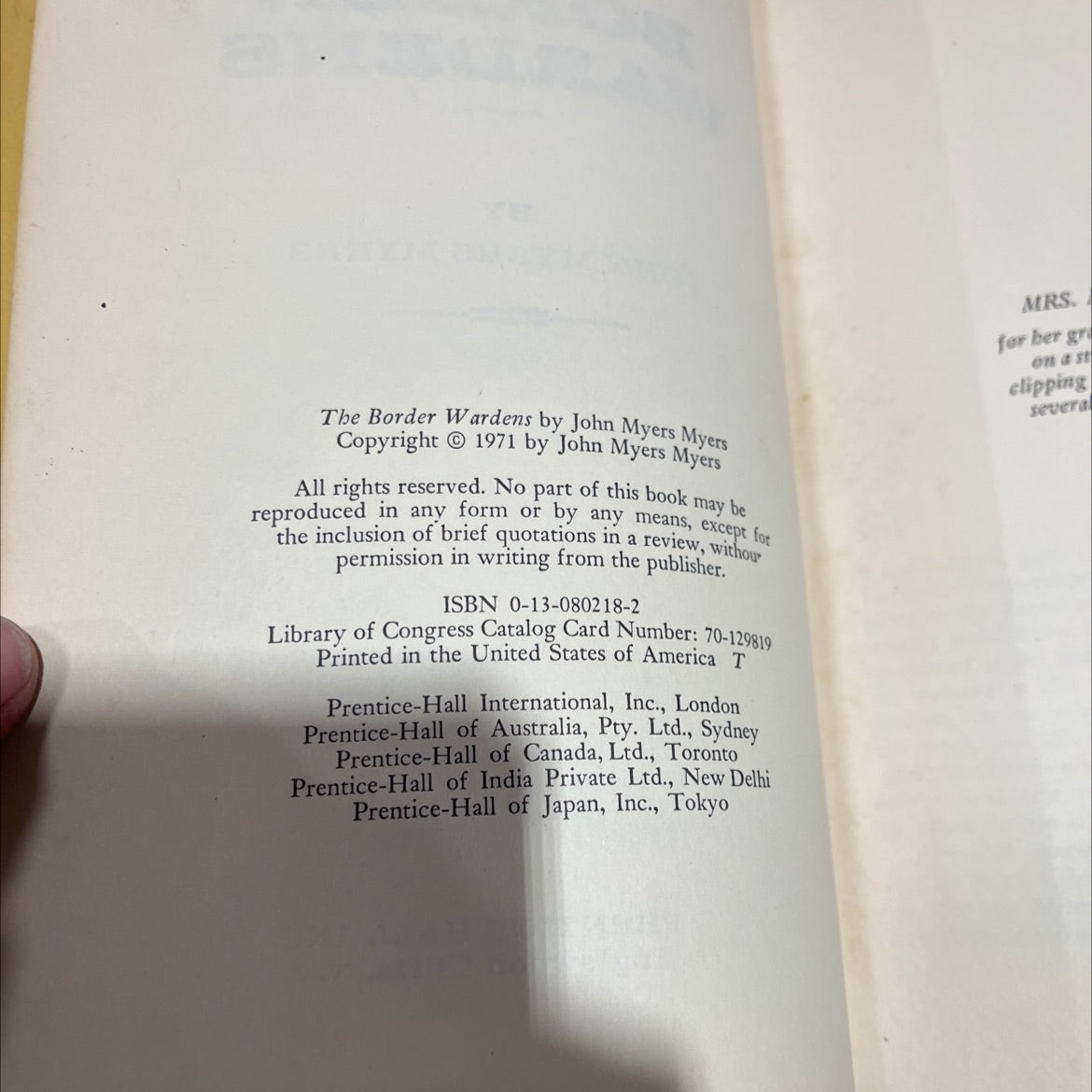 the border wardens book, by john myers myers, 1971 Hardcover image 3