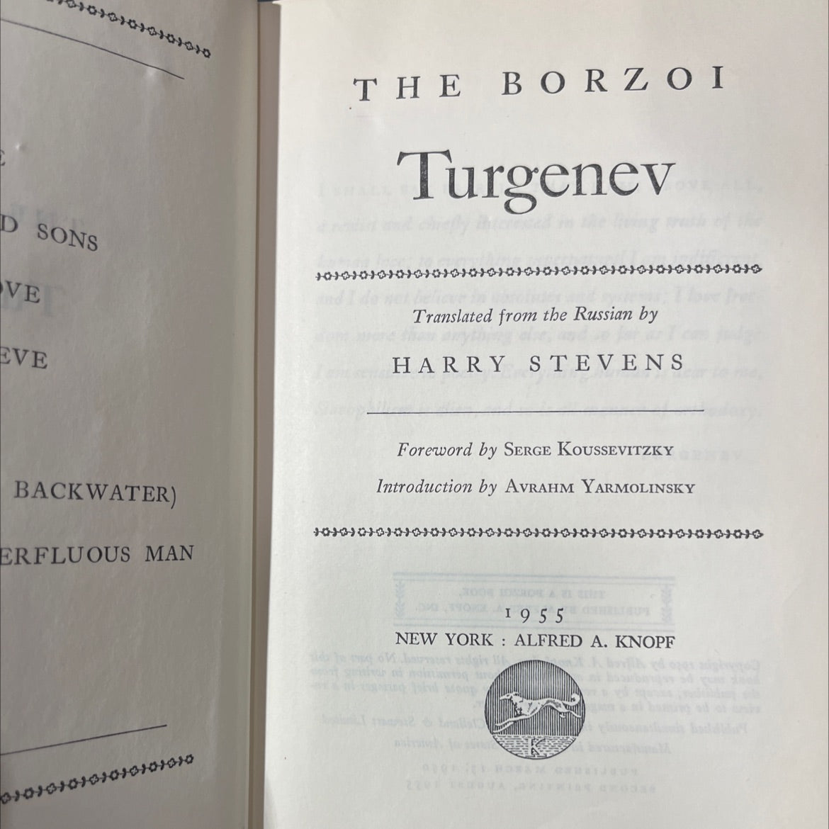 the borzoi book, by turgenev, 1955 Hardcover image 2