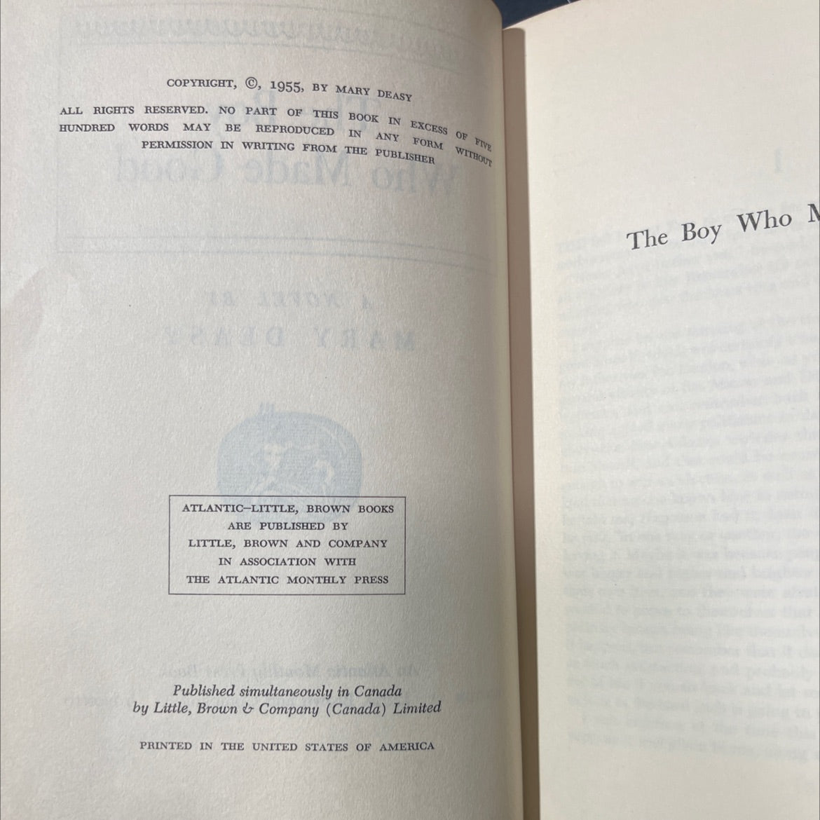 the boy who made good book, by mary deasy, 1955 Hardcover image 3