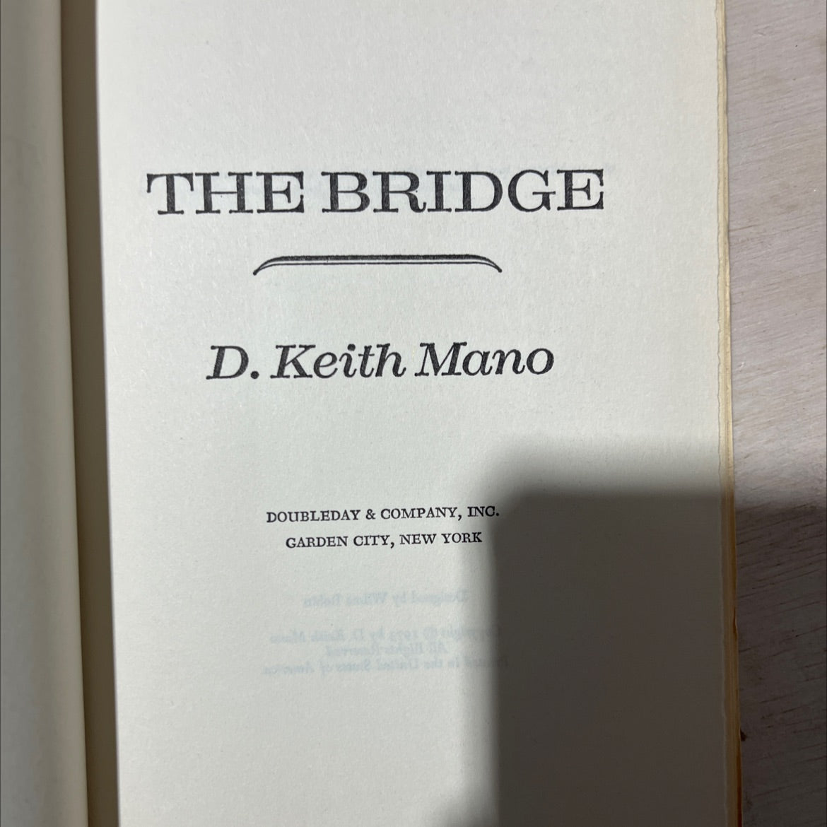 the bridge book, by D. Keith Mano, 1973 Hardcover, Vintage image 2