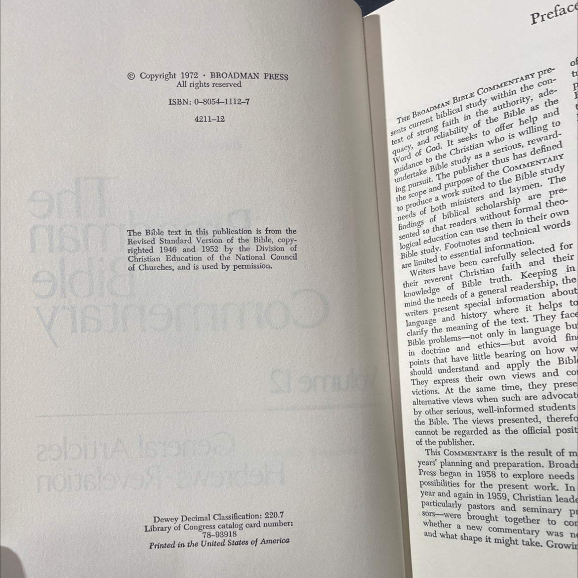 the broadman bible commentary volume 12 general articles hebrews-revelation book, by unknown, 1972 Hardcover image 3