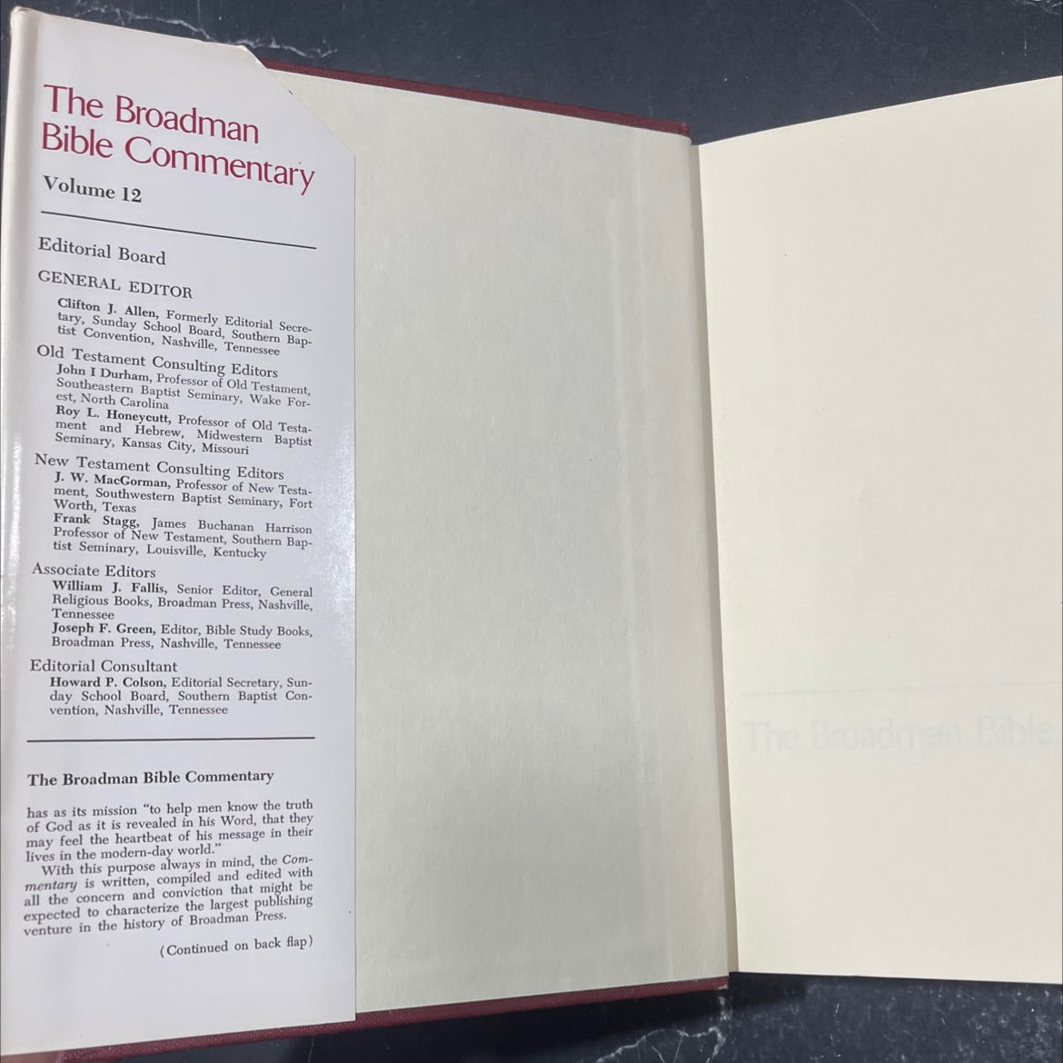 the broadman bible commentary volume 12 general articles hebrews-revelation book, by unknown, 1972 Hardcover image 4