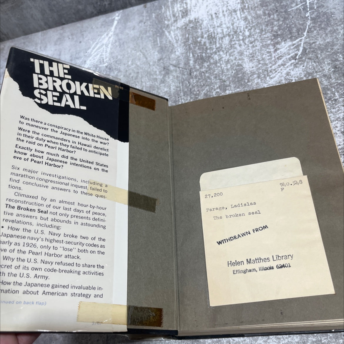 the broken seal the story of operation magic and the pearl harbor disaster book, by ladislas farago, 1967 Hardcover image 4