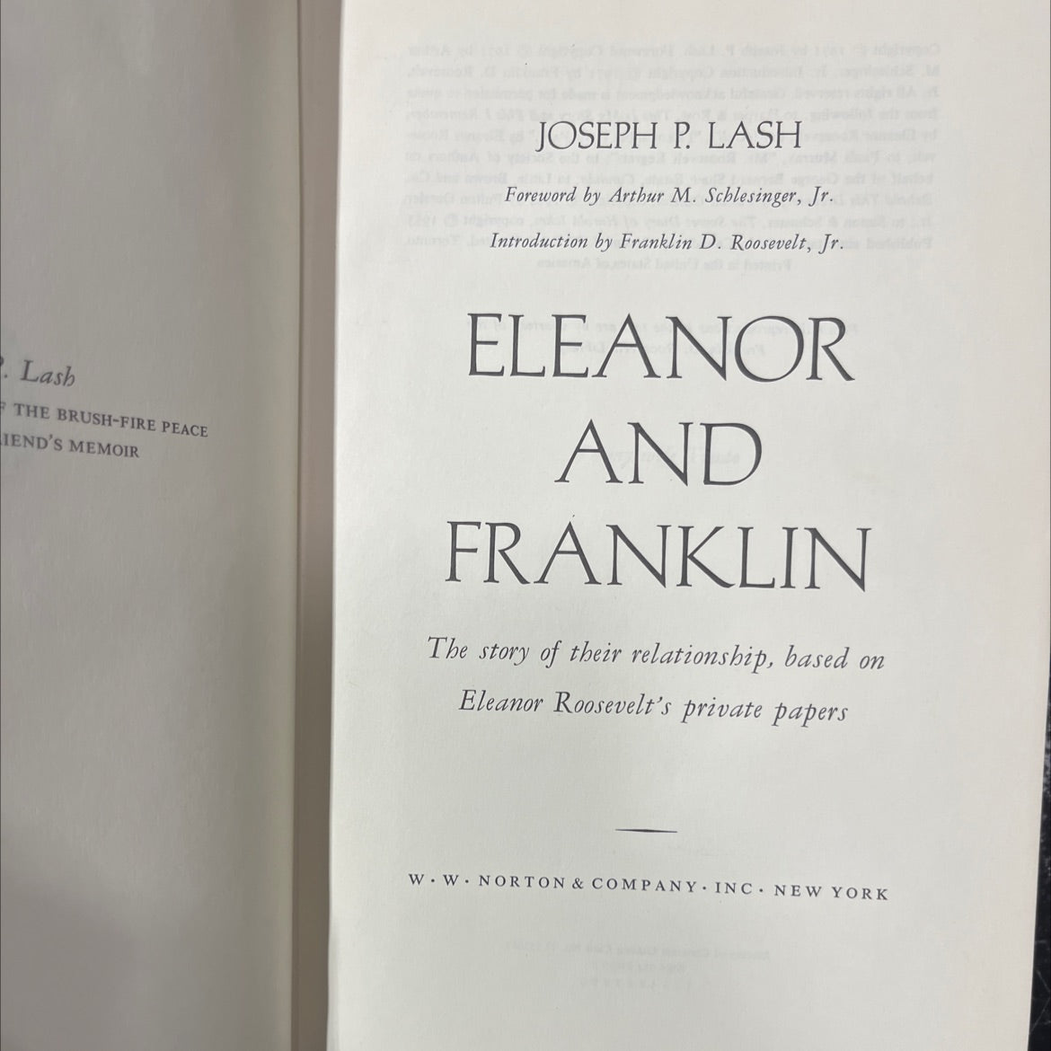 the brush-fire peace end's memoir book, by joseph p. lash, 1971 Hardcover image 2