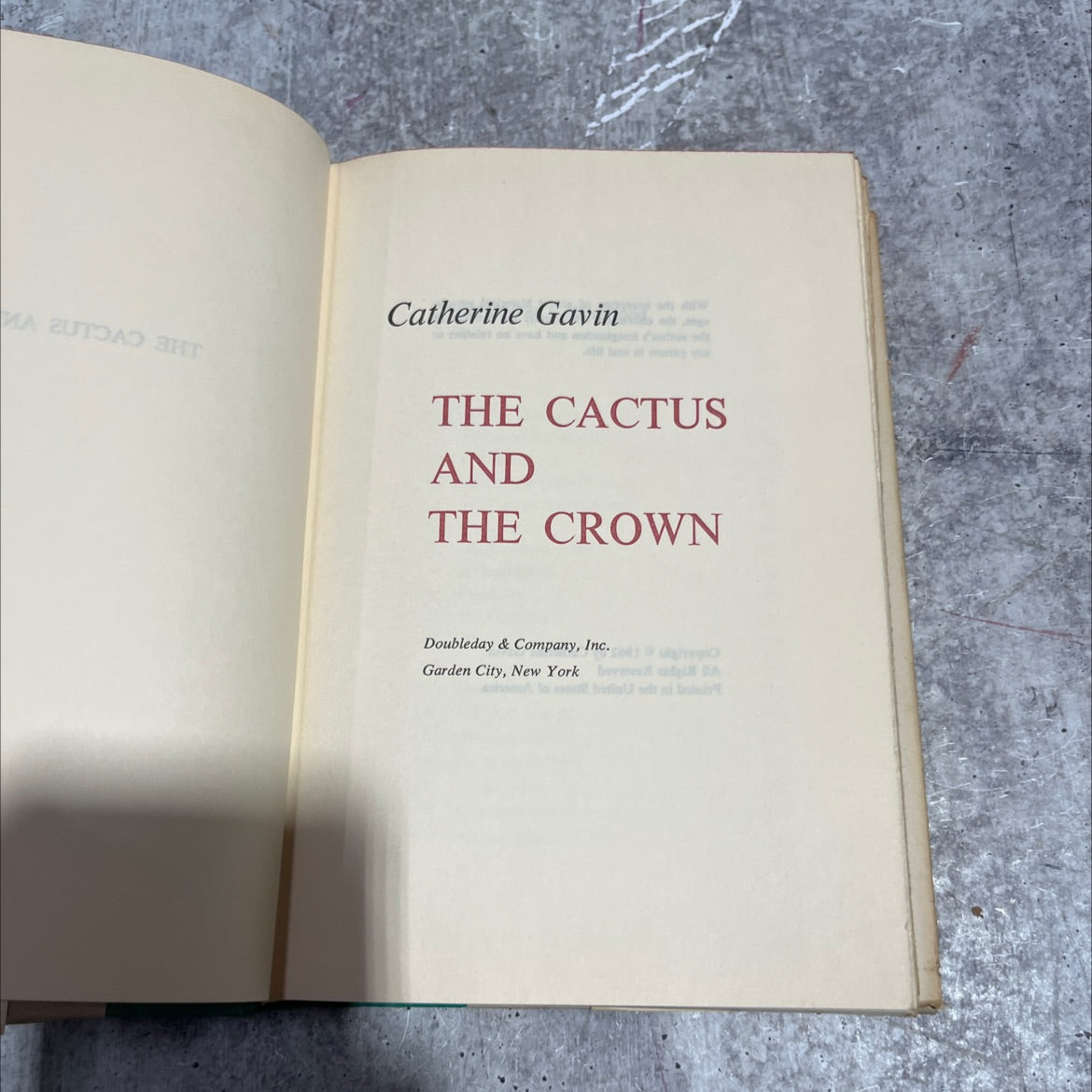 the cactus and the crown book, by catherine gavin, 1962 Hardcover image 2