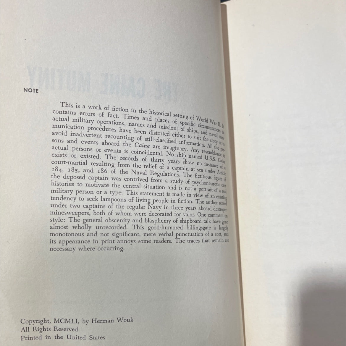 the caine mutiny a novel of world war ii book, by herman wouk, 1951 Hardcover image 3