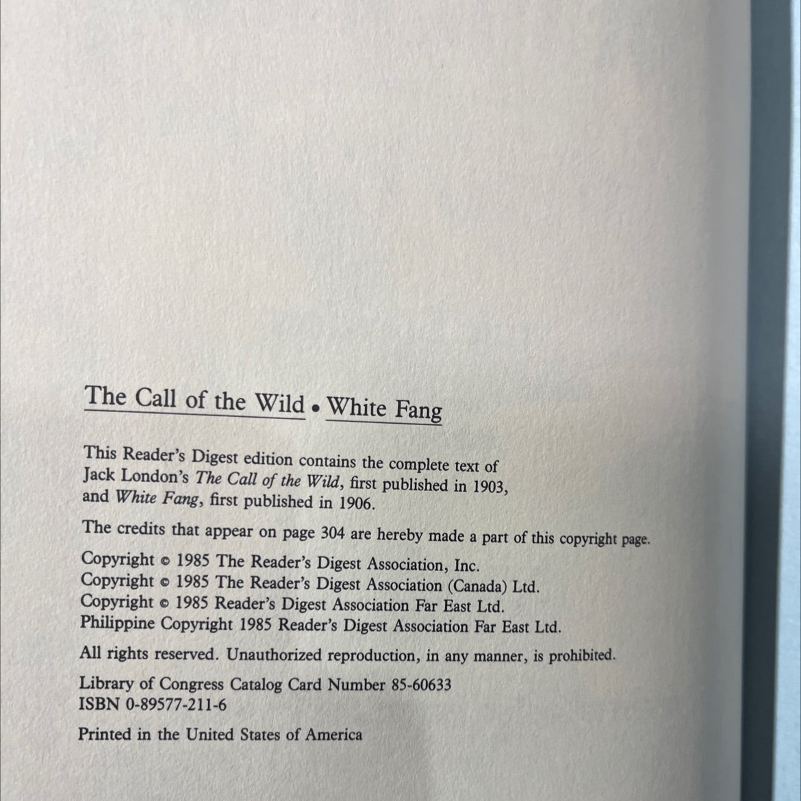 the call of the wild white fang book, by Jack London, 1985 Hardcover image 3
