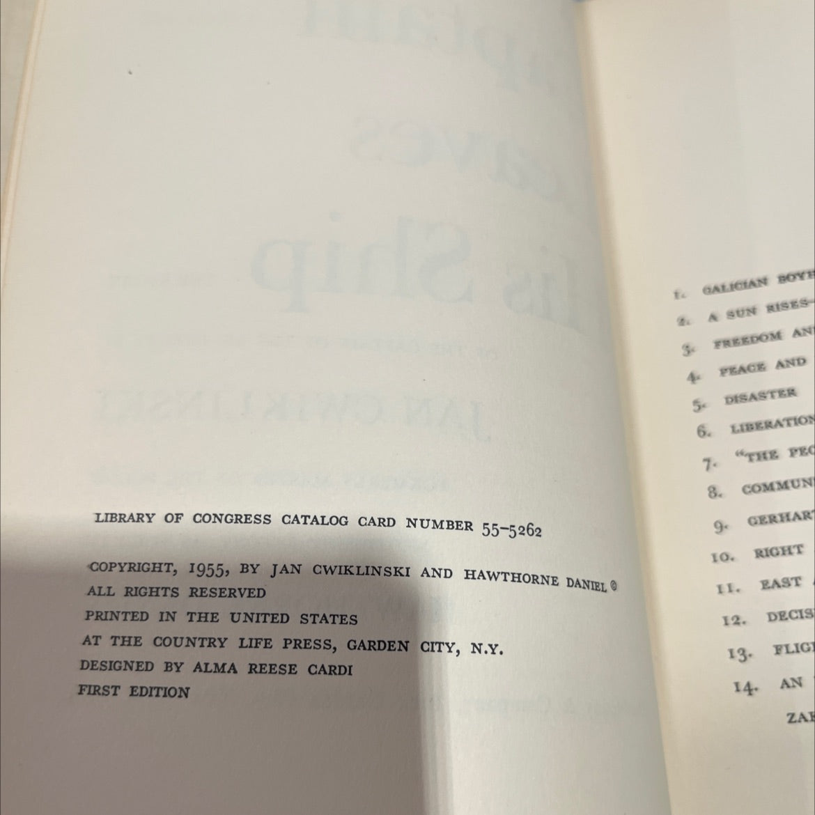 the captain leaves his ship the story of the captain of the s.s. batory book, by jan cwiklinski, 1955 Hardcover image 3