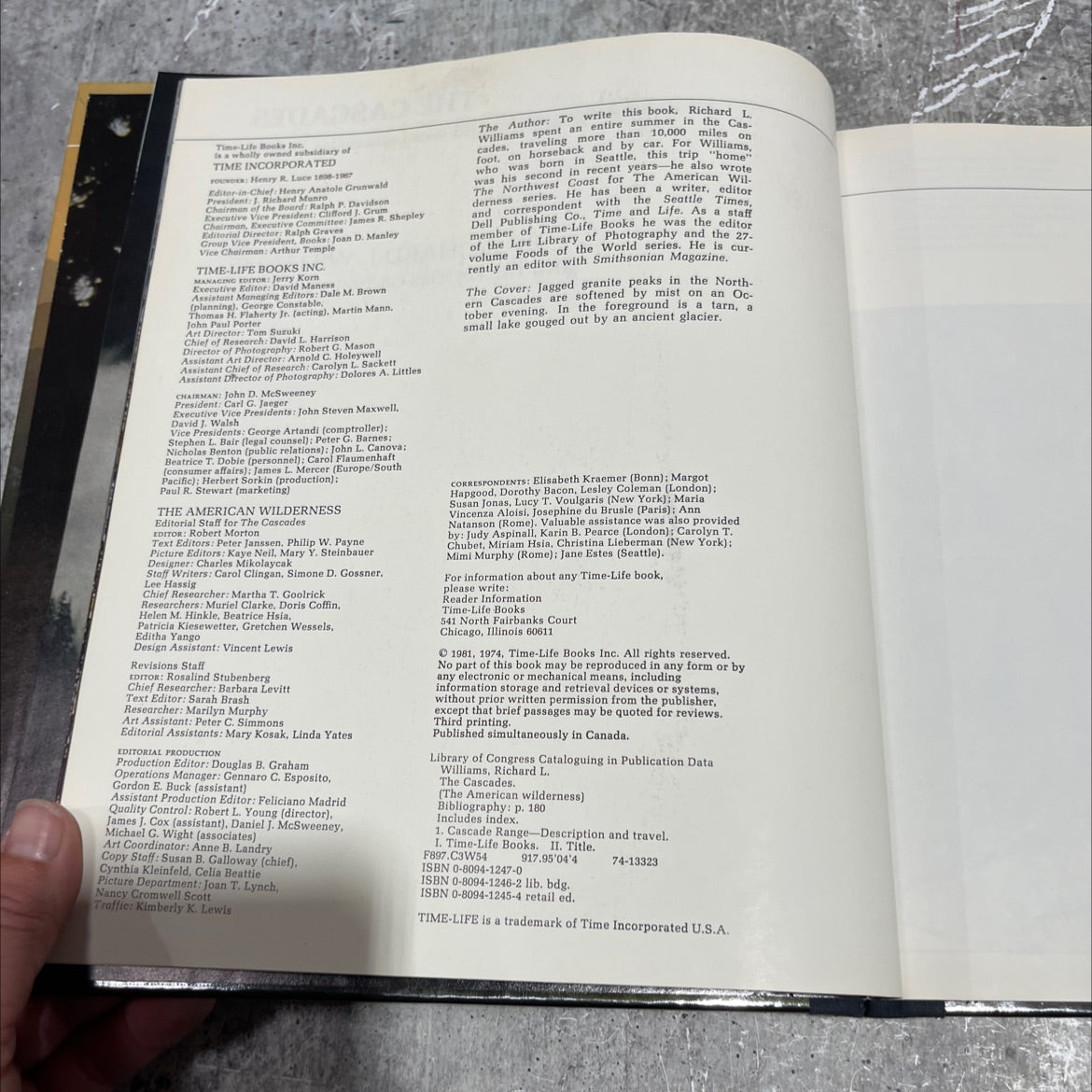 the cascades the american wilderness book, by richard l. williams, 1981 Hardcover image 3