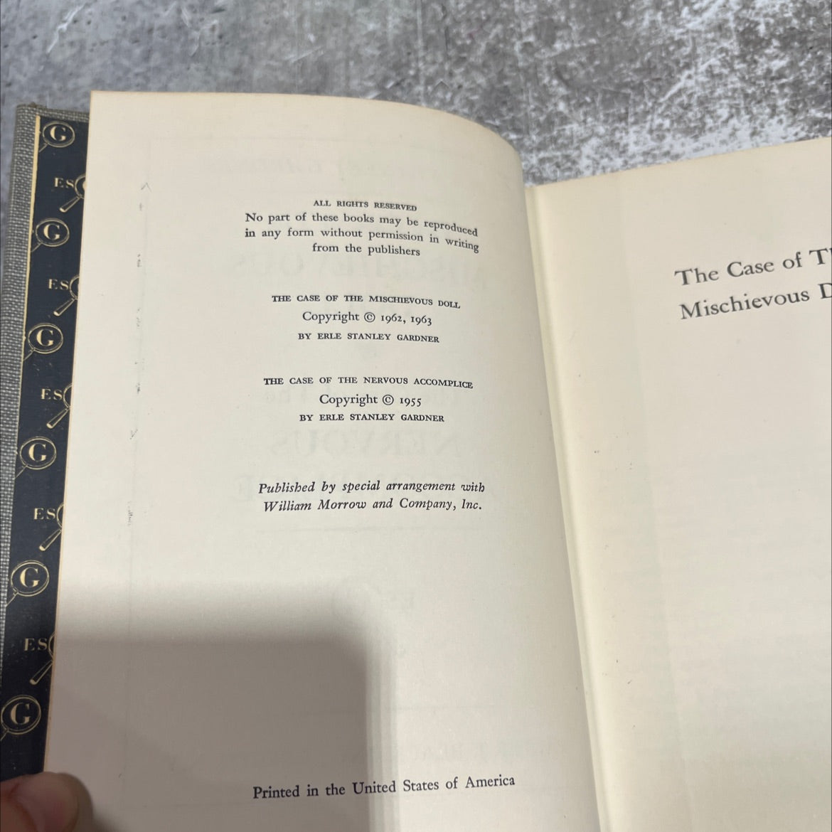 the case of the mischievous doll & the case of the nervous accomplice book, by erle stanley gardner, 1963 Hardcover image 3