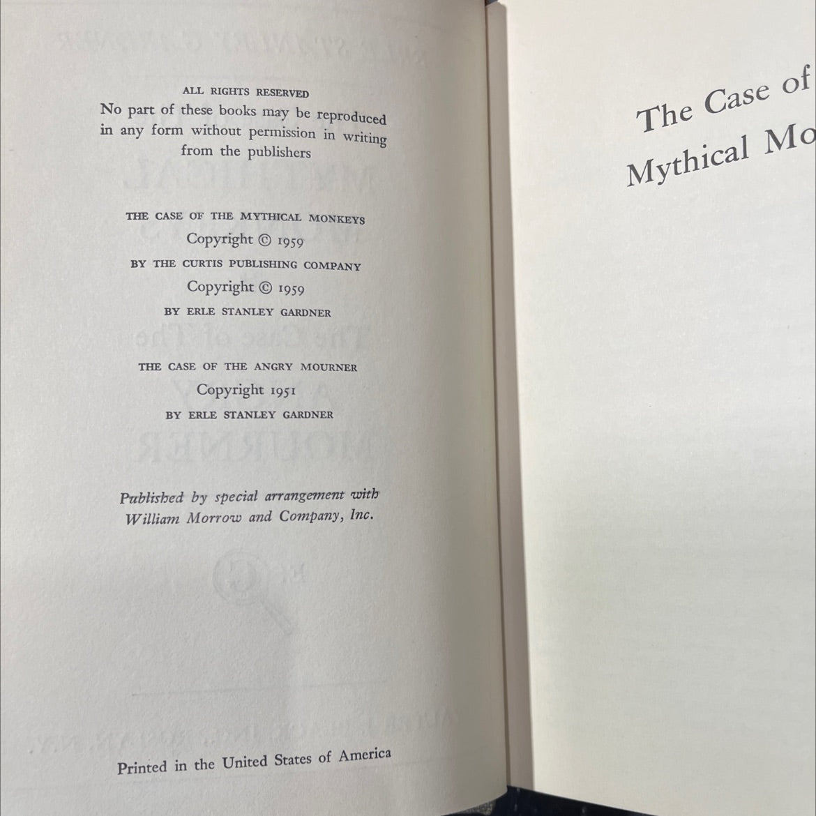 the case of the mythical monkeys book, by erle stanley gardner, 1959 Hardcover image 3
