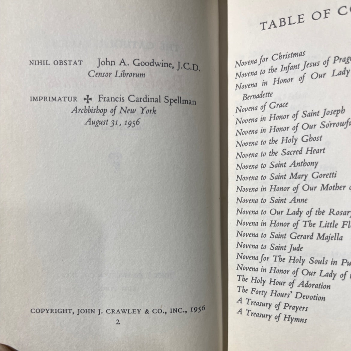 the catholic family book of novenas book, by unknown, 1956 Leather image 3