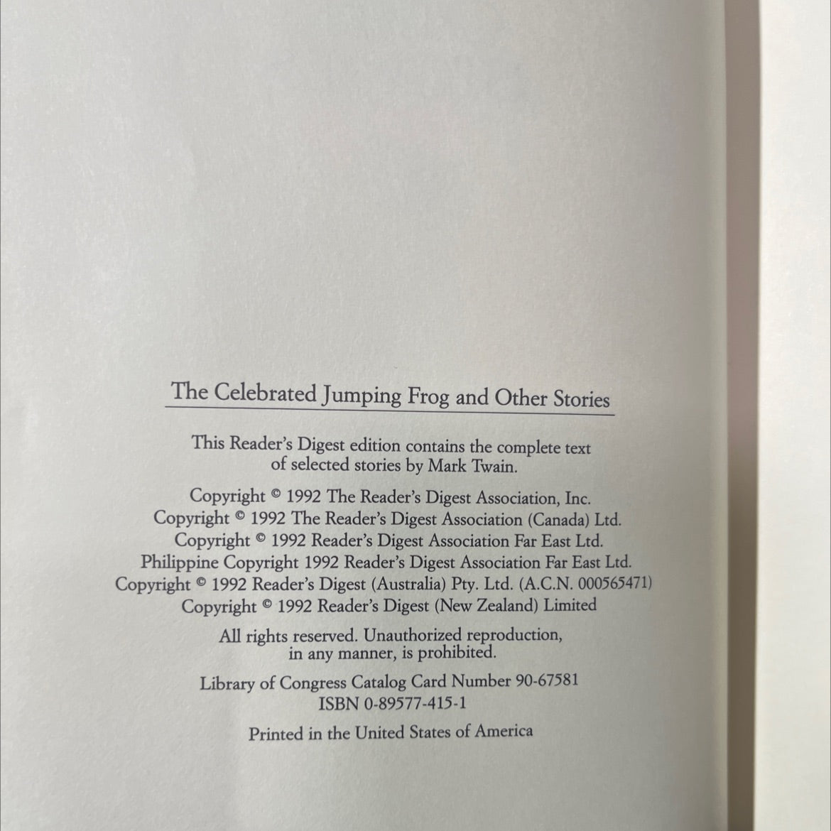the celebrated jumping frog and other stories book, by mark twain, 1992 Hardcover image 3