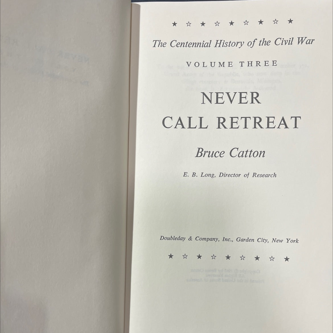 the centennial history of the civil war volume three never call retreat book, by bruce catton, 1965 Hardcover image 2