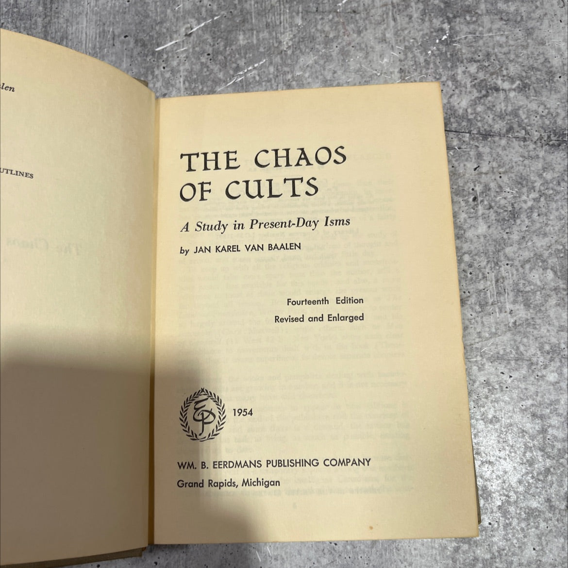 the chaos of cults book, by jan karel van baalen, 1954 Hardcover image 2