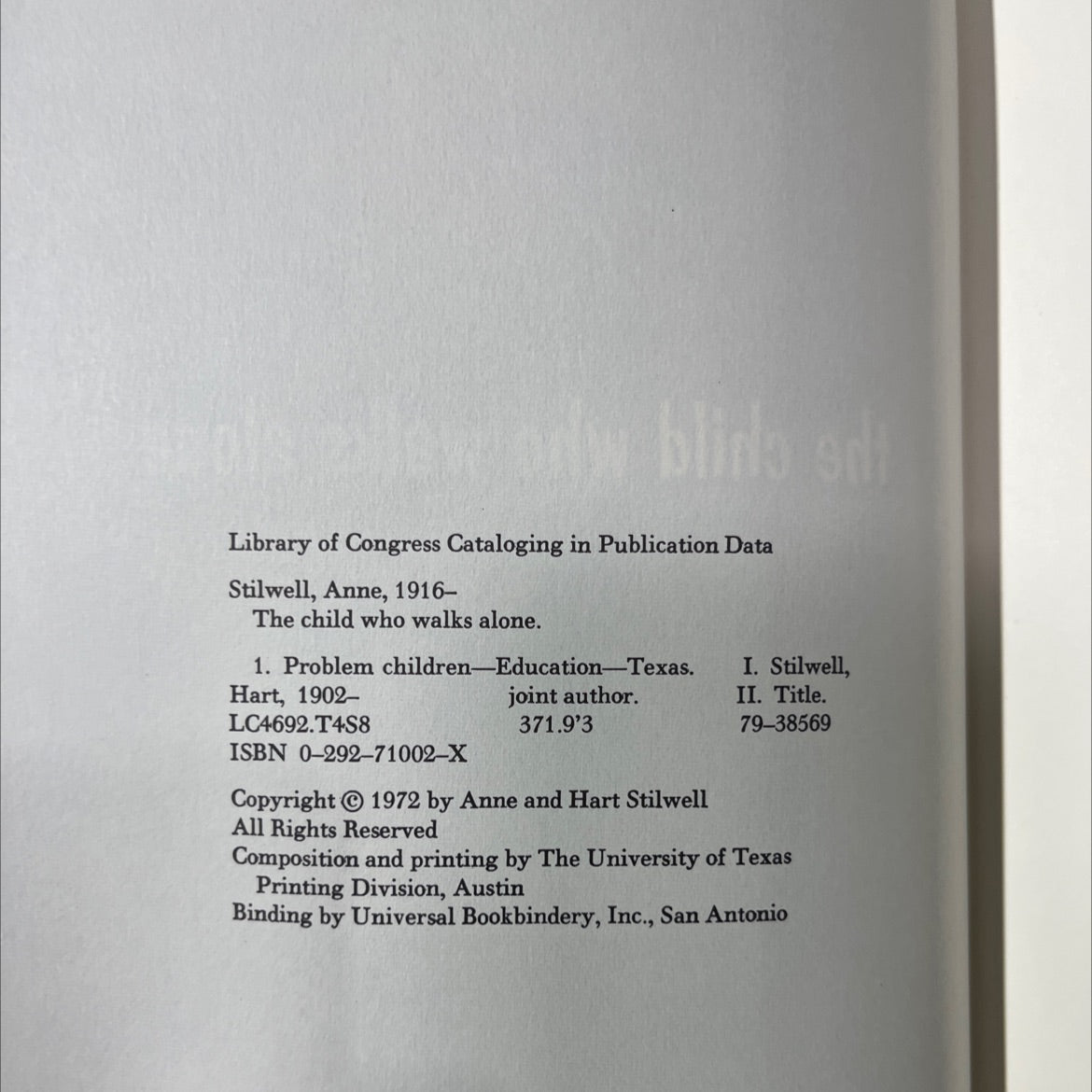 the child who walks alone book, by Anne Stilwell, Hart Stilwell, 1972 Hardcover image 3