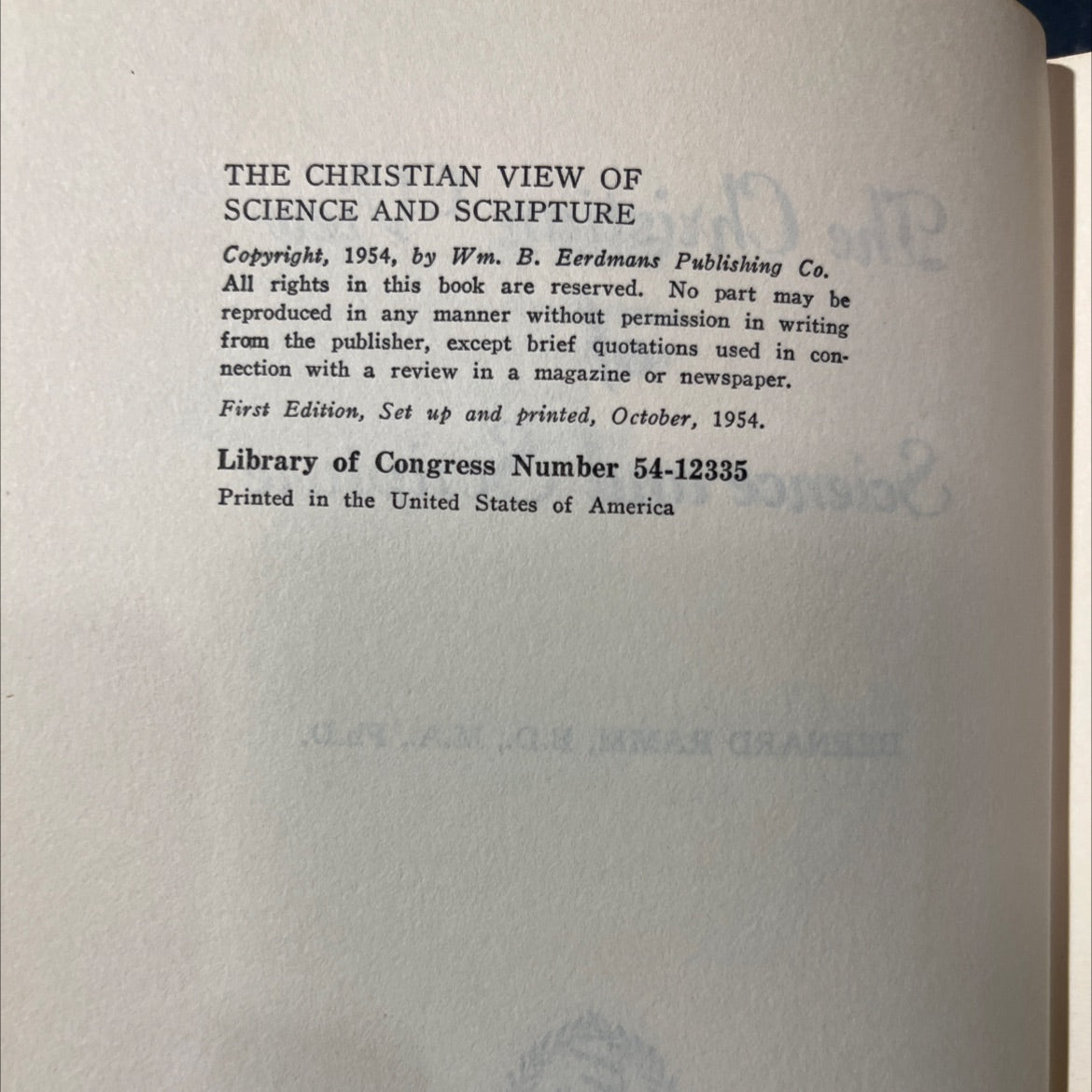 the christian view of science and scripture book, by bernard ramm, 1955 Hardcover image 3