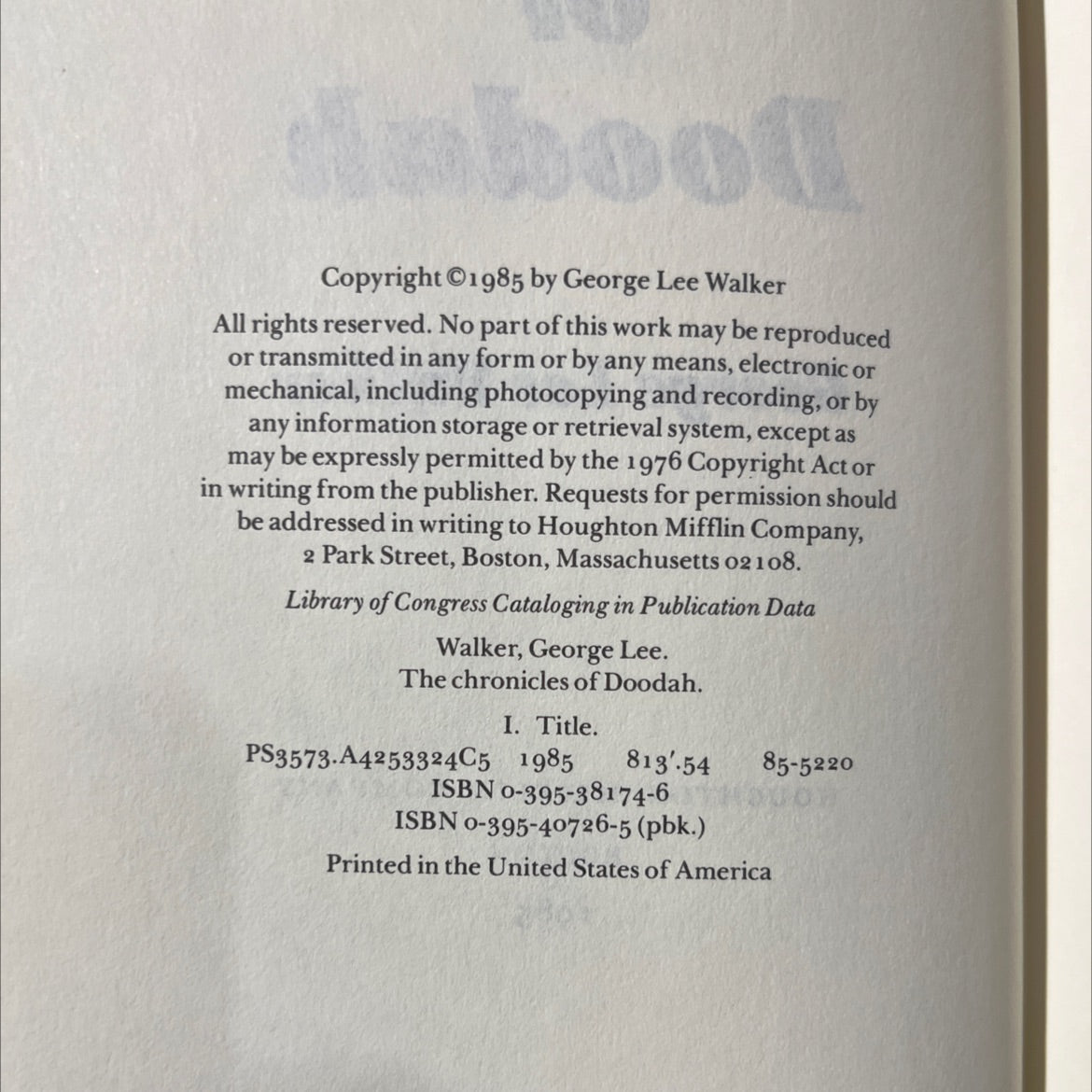 the chronicles of doodah book, by George Lee Walker, 1985 Hardcover image 3