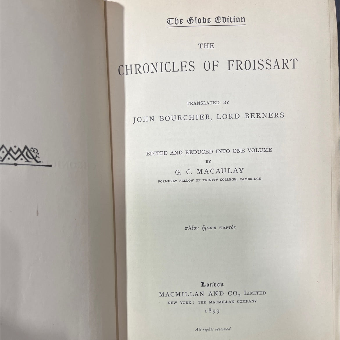 the chronicles of froissart book, by john bourchier, lord berners, 1899 Hardcover image 2