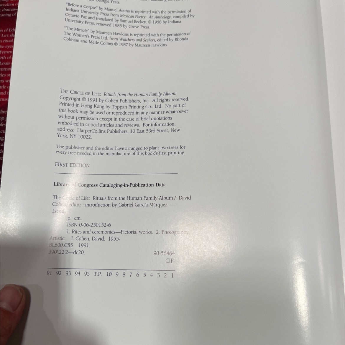 the circle of life rituals from the human family album book, by David Cohen, 1991 Hardcover image 3