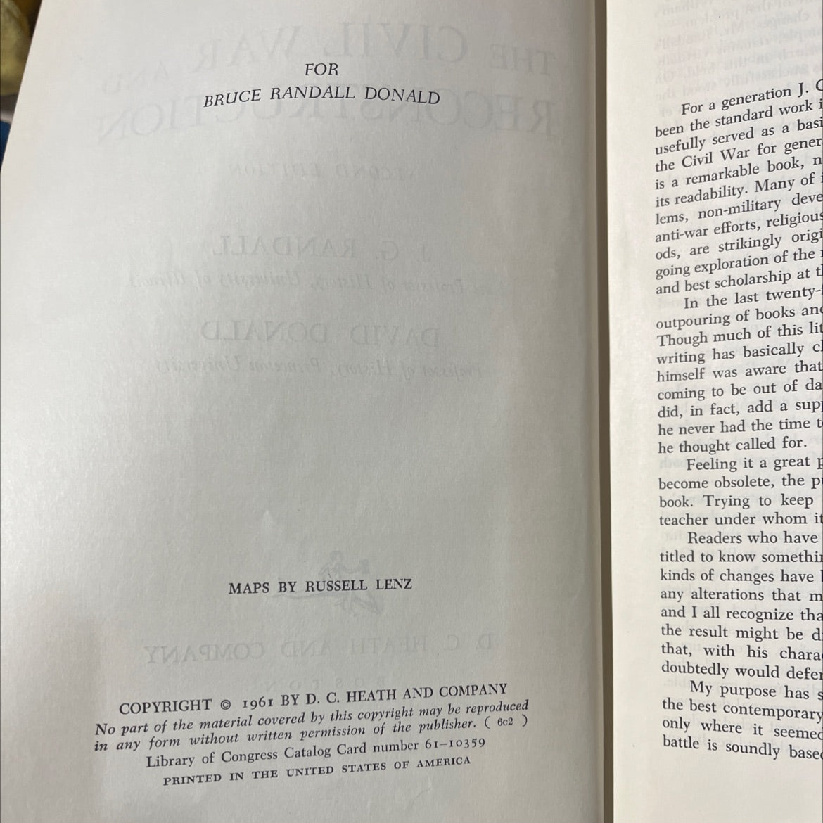 the civil war and reconstruction second edition book, by j. g. randall, david donald, 1961 Hardcover image 3