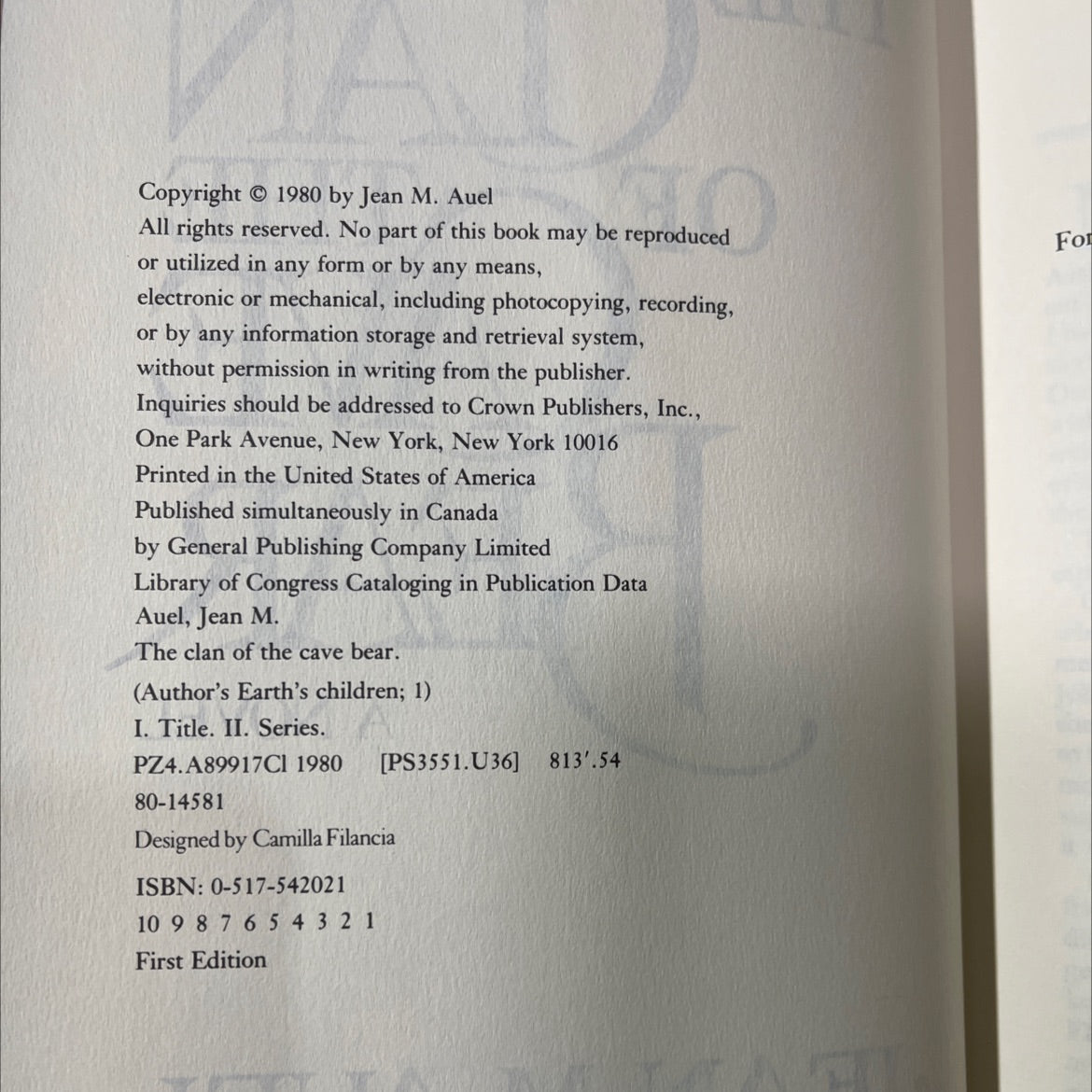 the clan of the cave bear book, by jean m. auel, 1980 Hardcover, First Edition, Vintage image 3