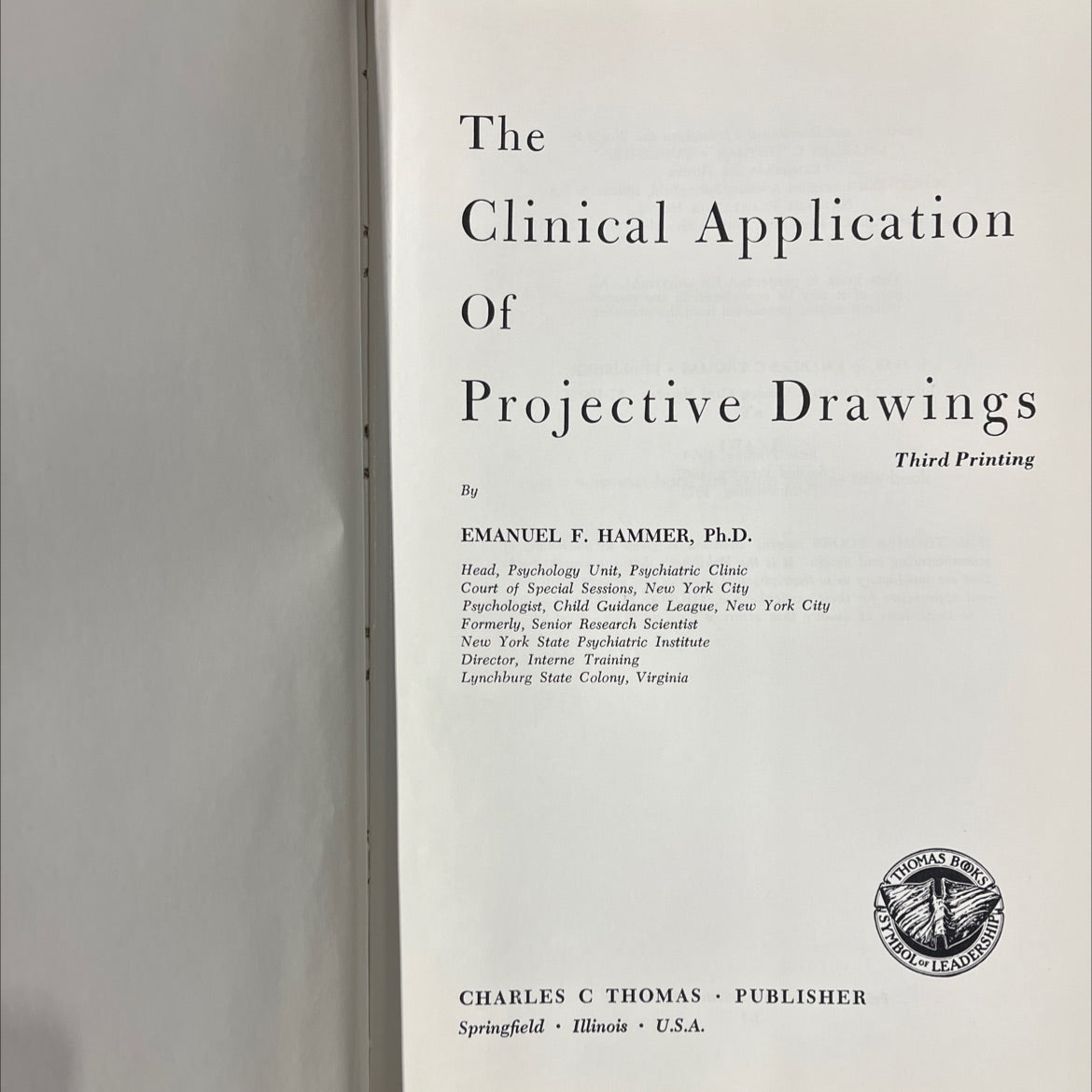 the clinical application of projective drawings book, by emanuel f. hammer, ph.d., 1971 Hardcover image 2