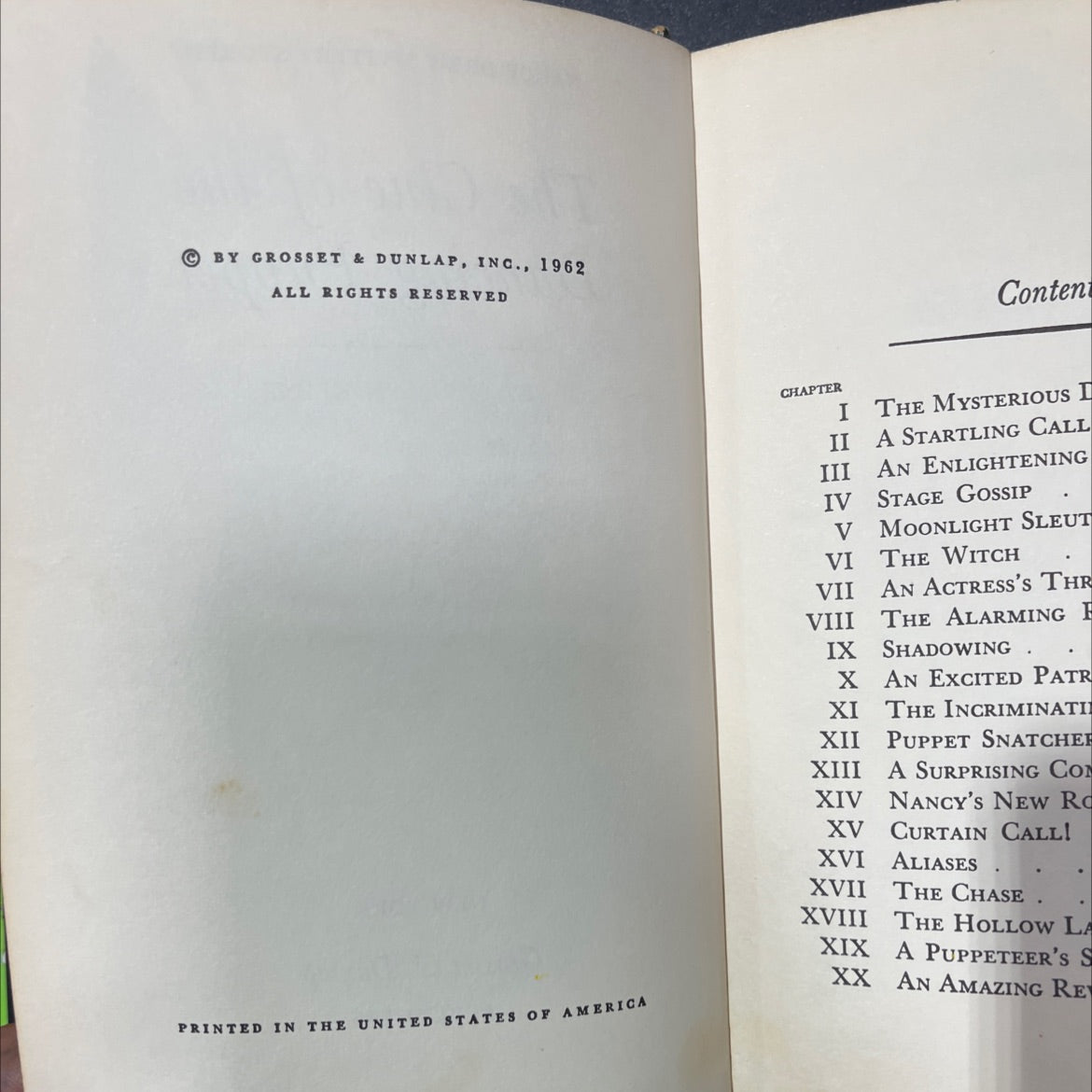 the clue of the dancing puppet book, by carolyn keene, 1962 Hardcover image 3