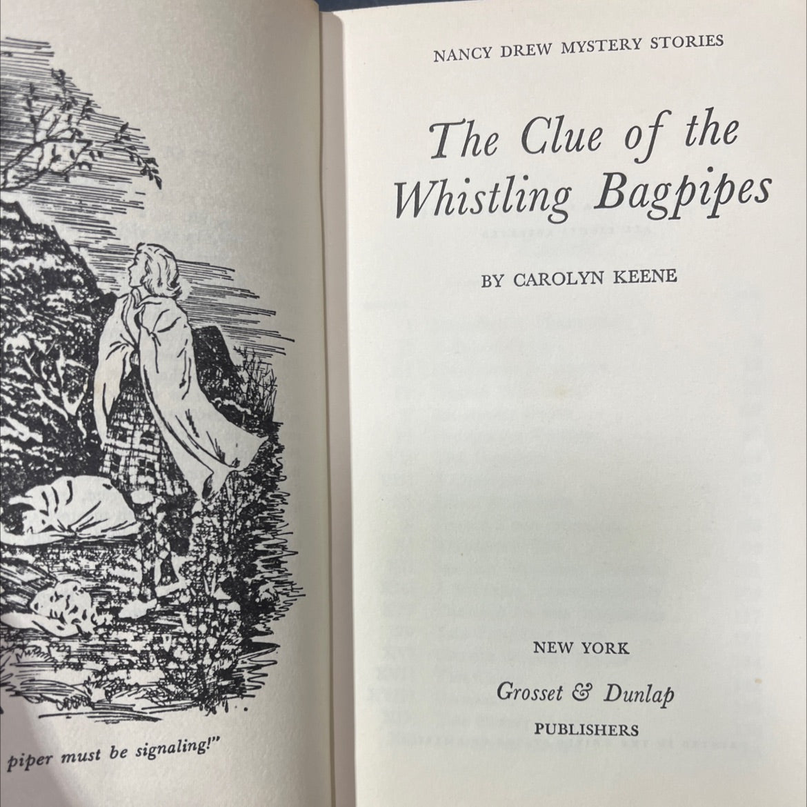 the clue of the whistling bagpipes book, by carolyn keene, 1964 Hardcover image 2