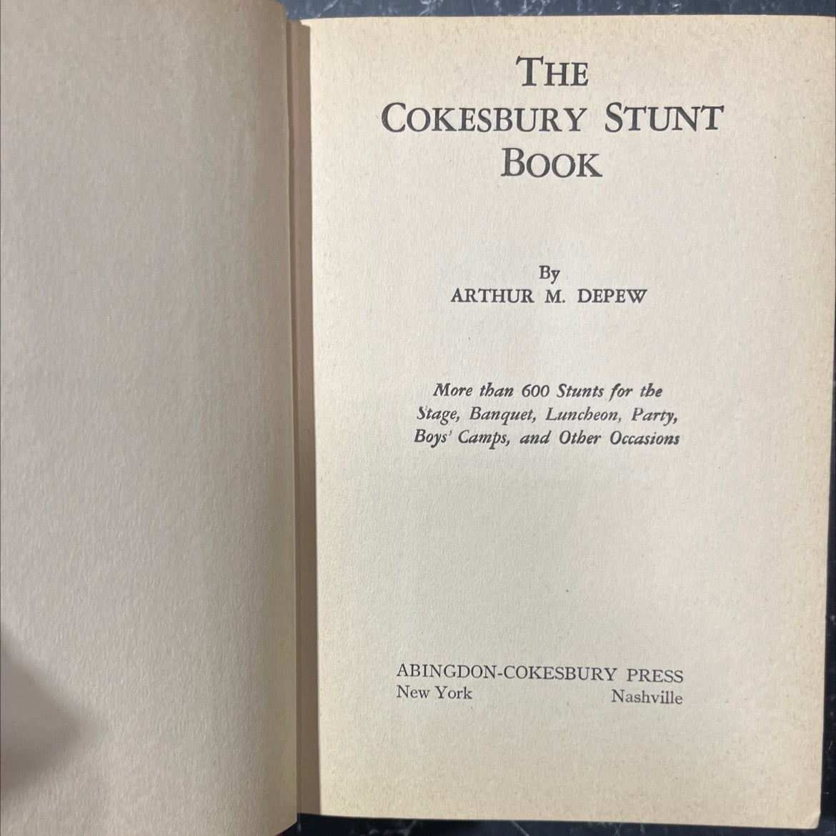 the cokesbury stunt book book, by arthur m. depew, 1934 Hardcover image 2