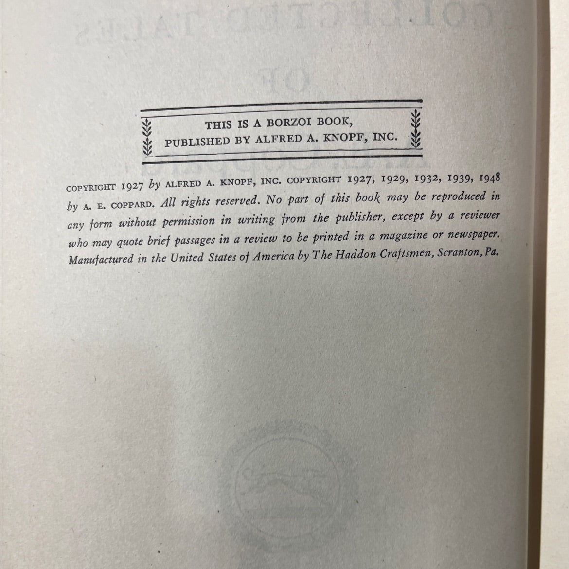 the collected tales of a. e. coppard book, by a. e. coppard, 1951 Hardcover image 3