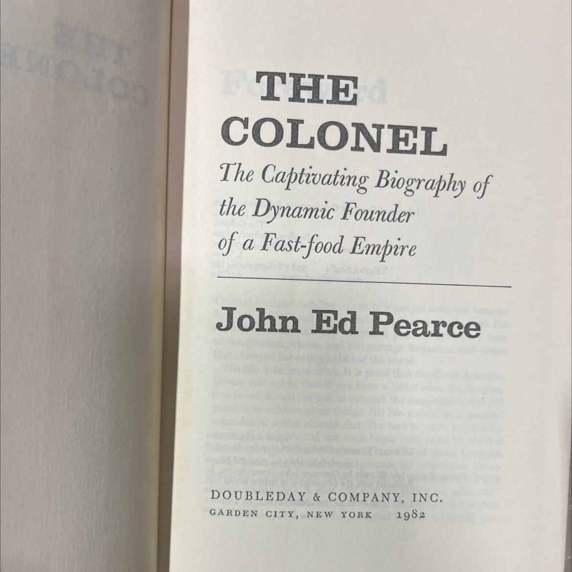 the colonel book, by John Ed Pearce, 1982 Hardcover image 2