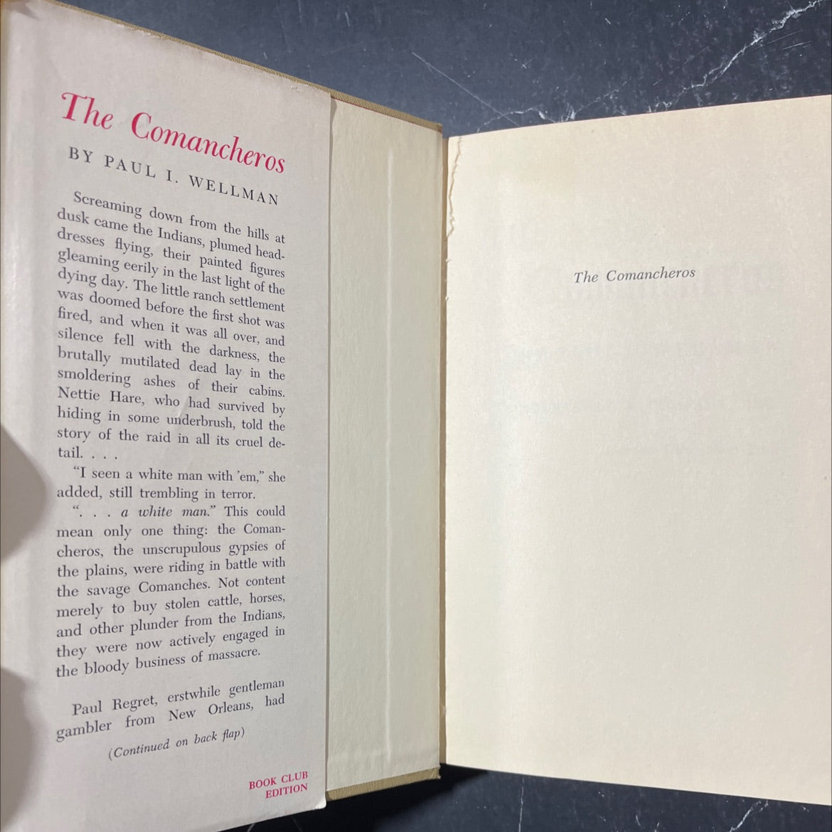 the comancheros book, by paul i. wellman, 1952 Hardcover image 4