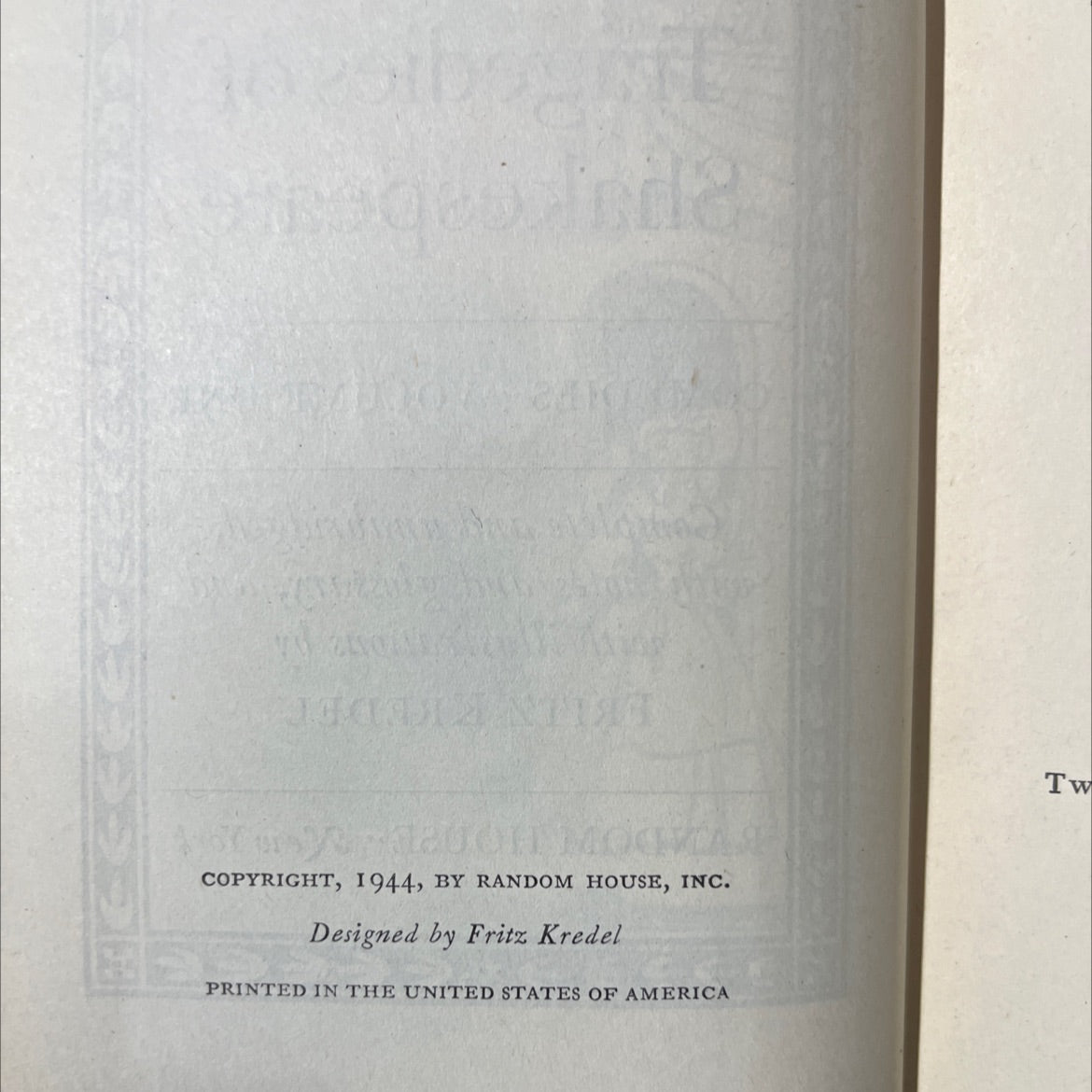 the comedies and tragedies of shakespeare book, by unknown, 1944 Hardcover image 3