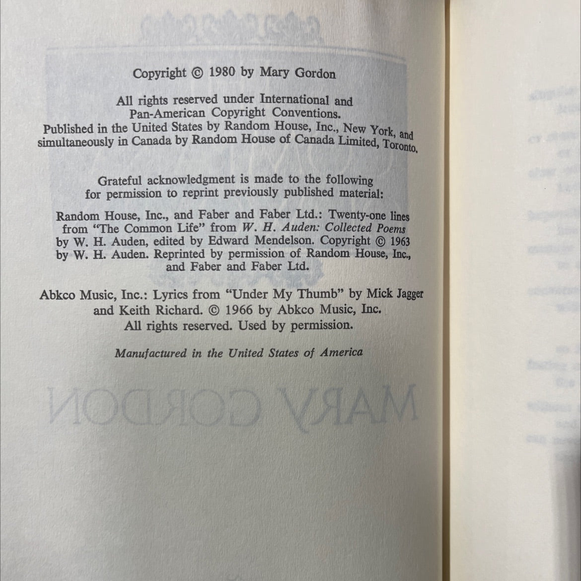 the company of women book, by mary gordon, 1980 Hardcover image 3