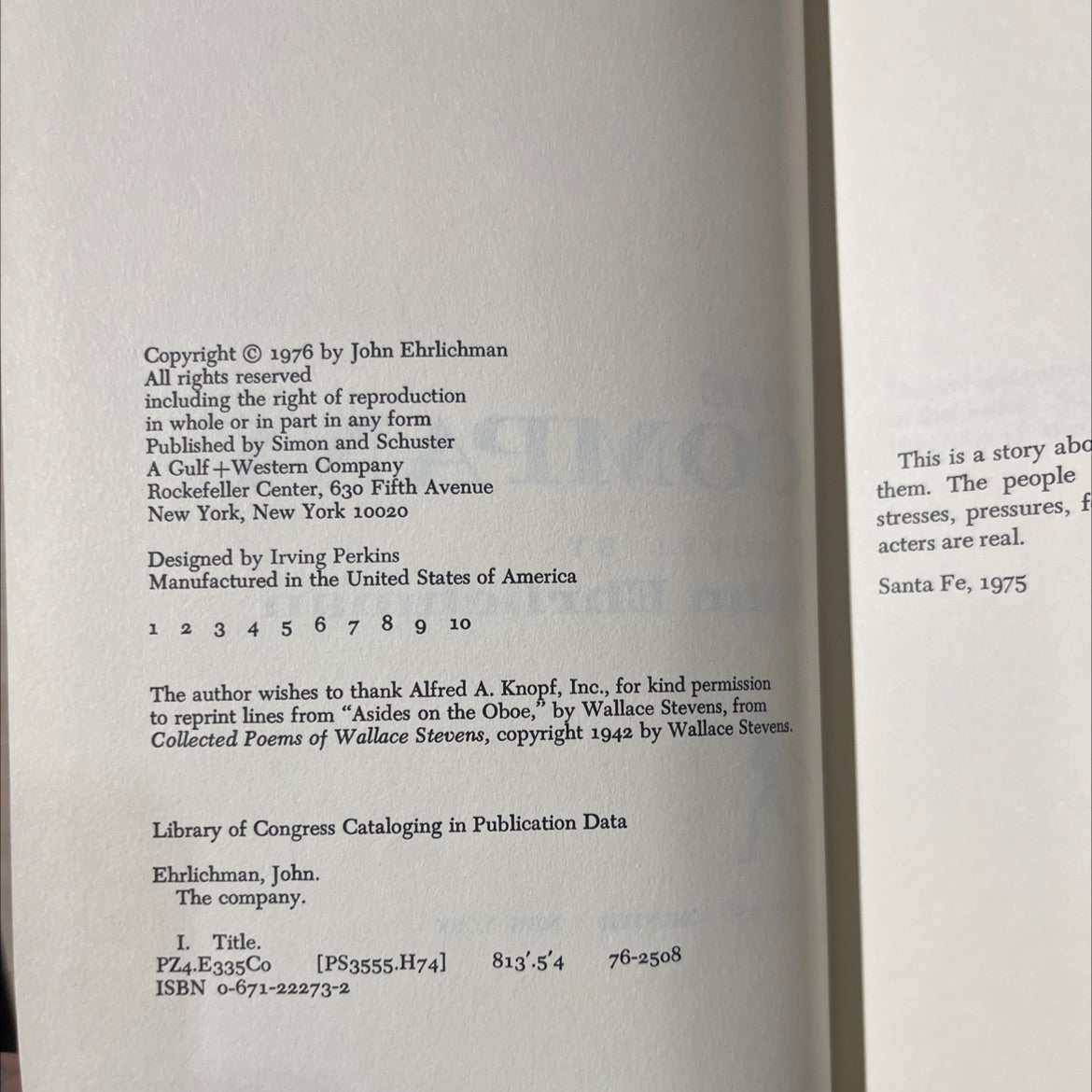 the company book, by John Ehrlichman, 1976 Hardcover image 3