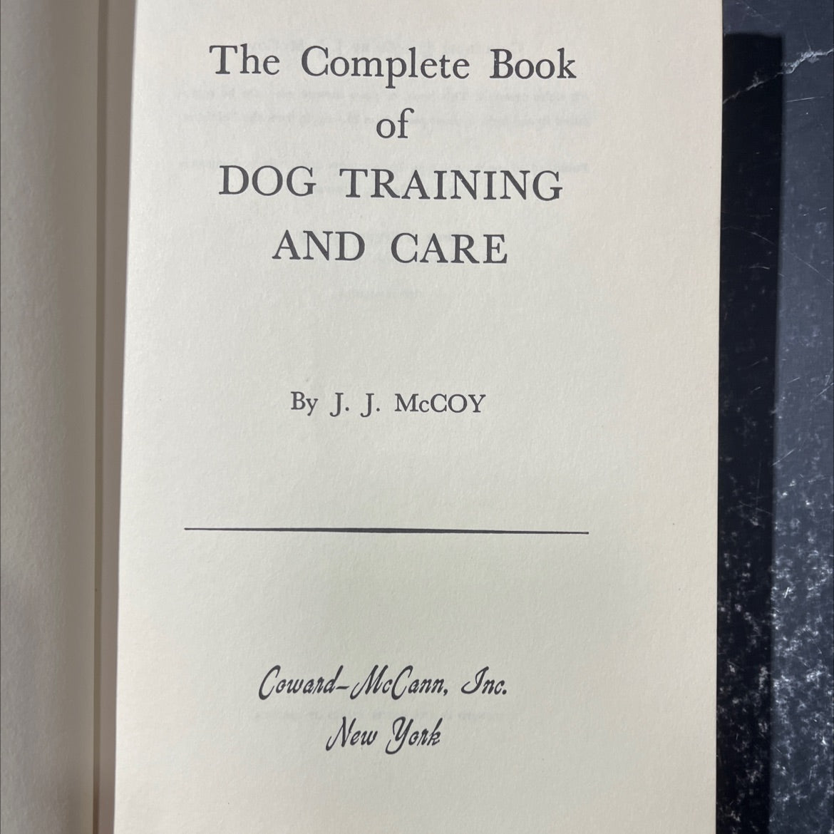 the complete book of dog training and care book, by J. J. McCoy, 1962 Hardcover image 2
