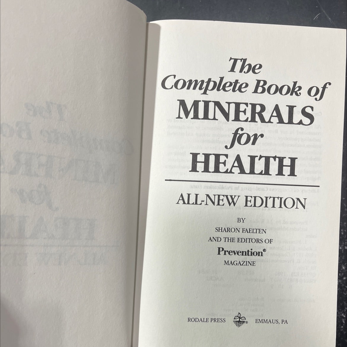 the complete book of minerals for health book, by sharon faelten, 1981 Hardcover image 2